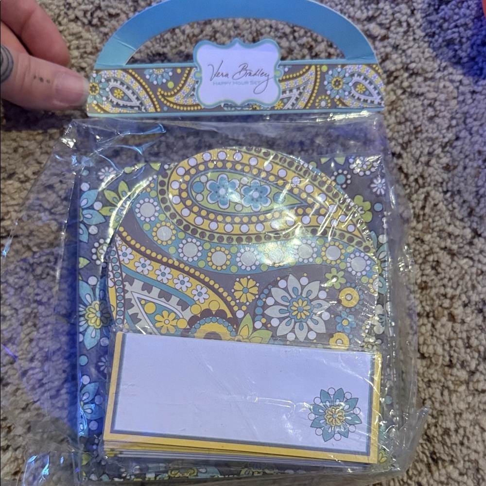 Vera Bradley Blue and Yellow Paisley Happy Hour Set